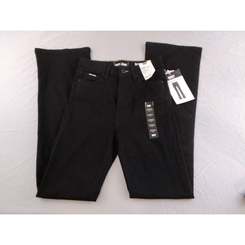 DKNY Boerum Size 2 / 26 High Rise Flare Jeans Black NWT $79 L426